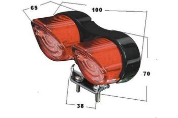 LED-Mini-Rücklicht, rund, mit Halter, Glas rot/transparent, verchromt