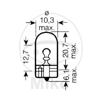 Glühlampe, 12V3W W2.1X9.5 Glas