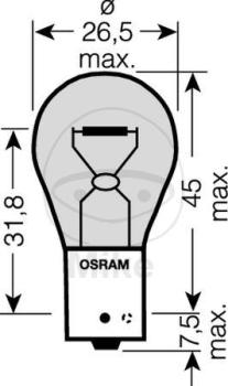 Glühlampe, 12V21W BAU15S gelb