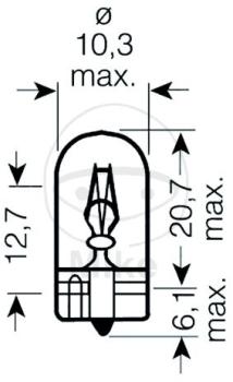 Glühlampe, 12V5W W2.1X9.5D Gel