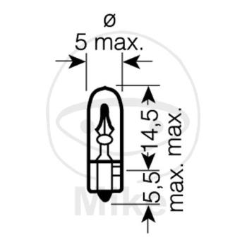 Glühlampe, 12V2.3W W2X4.6D GLASS