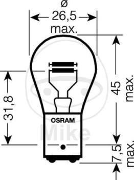 Glühlampe, 12V21/4W BAZ15D, 2er Blister