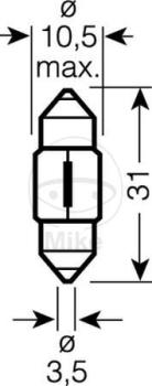 Glühlampe, 12V10W SV8.5-8 Soffitte