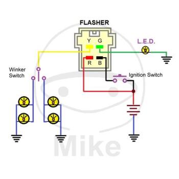 Blinkrelais, elektrisch, 12V, 4-polig, Universal, JMT