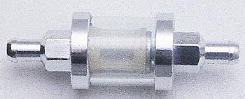 Benzinfilter Chrom/Glas, Anschlussweite 8 mm