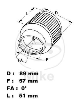 Renn-Einzelluftfilter, Uni., K&N, rund zylindrisch, 57  mm, Chromkappe