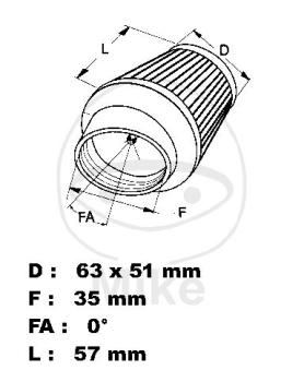 Renn-Einzelluftfilter, Uni., K&N, rund konisch, 35  mm, Chromkappe