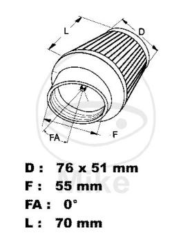 Renn-Einzelluftfilter, Uni., K&N, rund konisch, 55  mm, Chromkappe