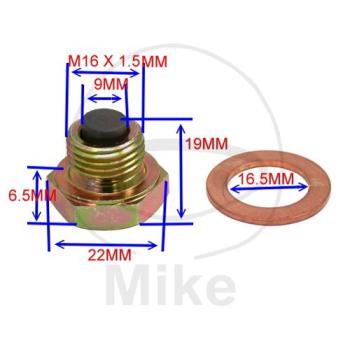 Ölablassschraube, magnetisch,, M16X1.50 mit Dichtring, JMP