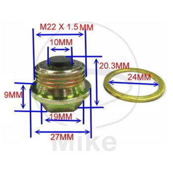 Ölablassschraube, magnetisch,, M22X1.50 mit Dichtring, JMP