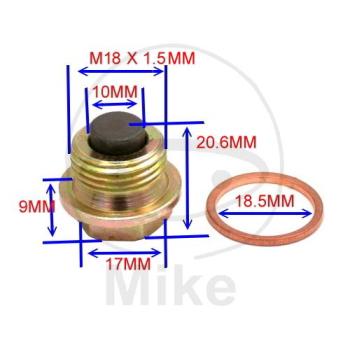 Ölablassschraube, magnetisch,, M18X1.50 mit Dichtring, JMP