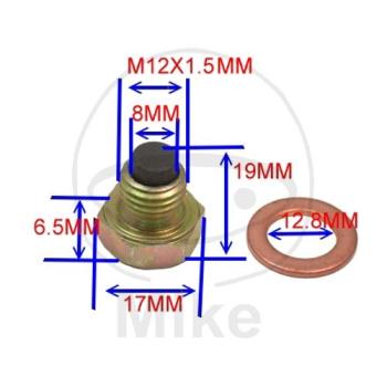 Ölablassschraube, magnetisch,, M12X1.50 mit Dichtring, JMP