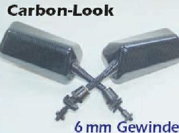 Formel 1- Spiegel, carbon-look, 6 mm Gewinde, rechts