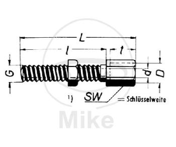 Bowdenzugstellschraube, Gewinde: M7X1,00 , Länge: 34  mm