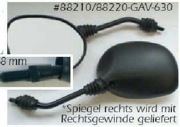 Rollerspiegel, links, OEM Vergleichsnummer #88210/88220-GAV-630, 8 mm Gewinde