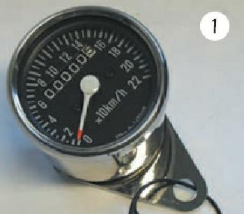 Mini-Tachometer, Ø65 mm / H: 50 mm, 60 KM/H = 1400 RPM