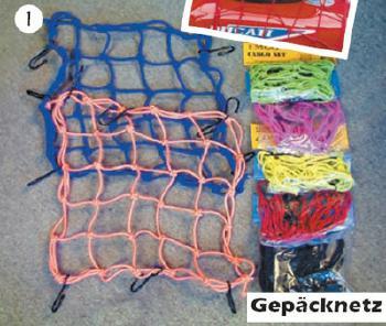 Gepäcknetz 6 Haken, aus elastischen, strapazierfähigen Bändern Maße: 40x40cm, ca.90x90cm ausgedehnt