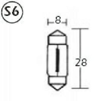 Soffitten Birne, 6V, Leist.: 3W, Masse: 8 X 28 (Stk.)