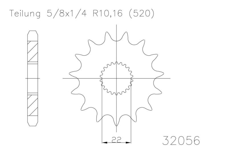 Kettenritzel, 17 Zähne