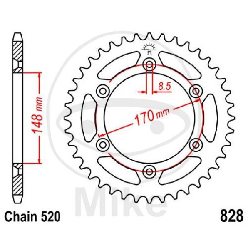 Kettenrad, 48Z, Teil.: 520, Innen Ø : 148, Lochkr.: 170
