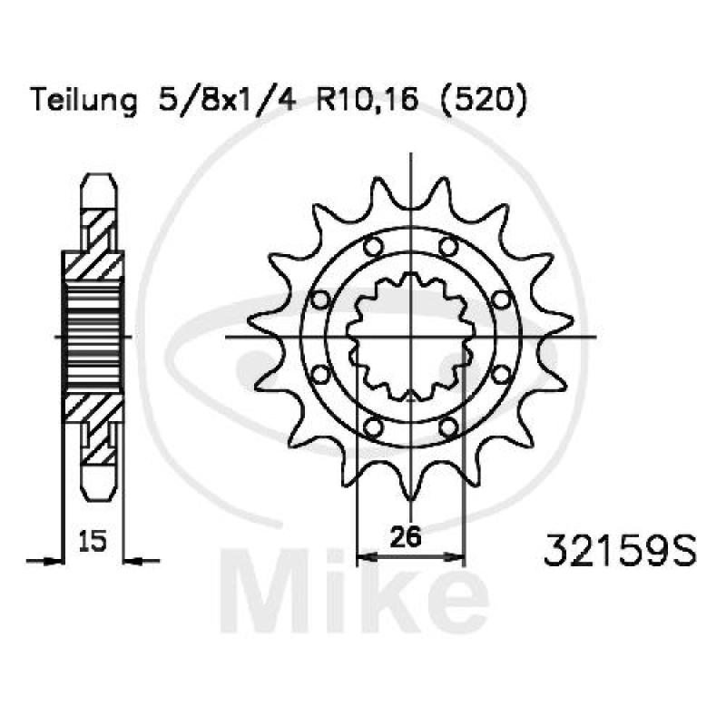 Racing-Ritzel, 14Z, Teil.: 520, feinverzahnt, Innen Ø : 26/30