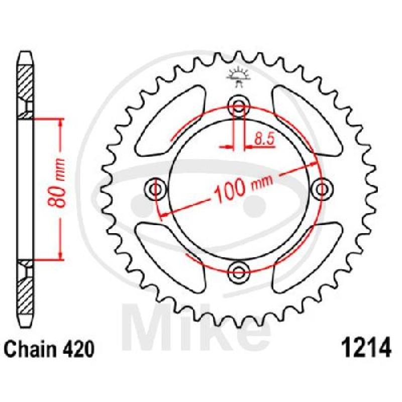 Kettenrad, 46Z, Teil.: 420, Innen Ø : 080, Lochkr.: 100