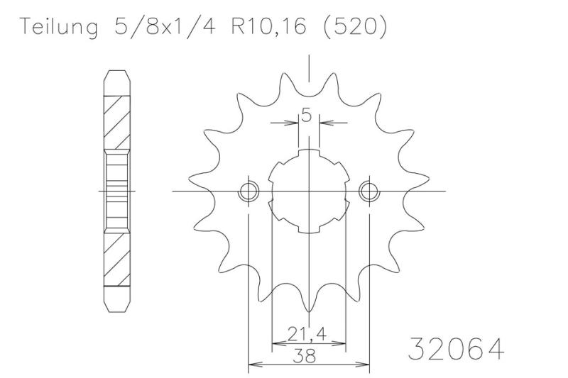 Kettenritzel, 13 Zähne