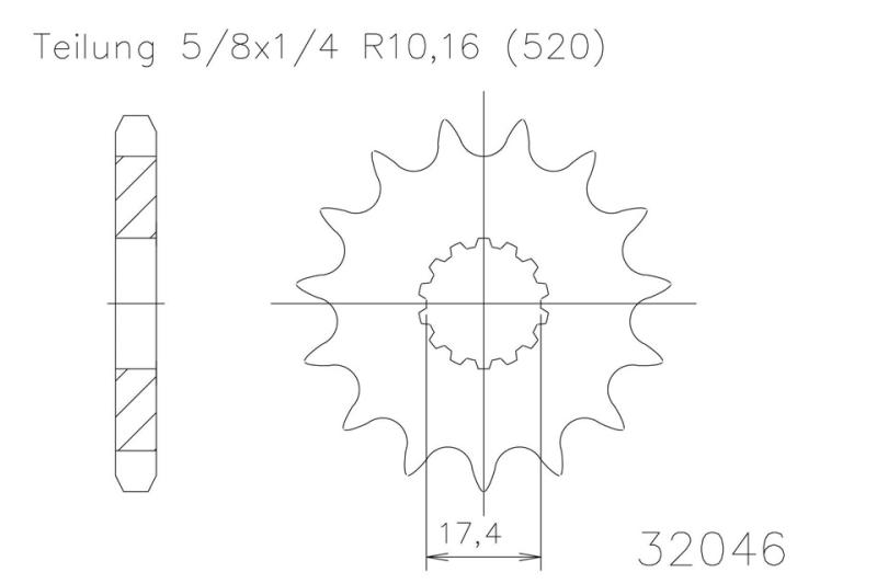 Kettenritzel, 14 Zähne