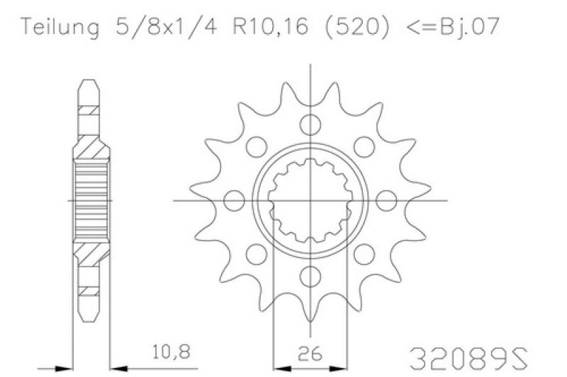 Kettenritzel Sport, 15 Zähne