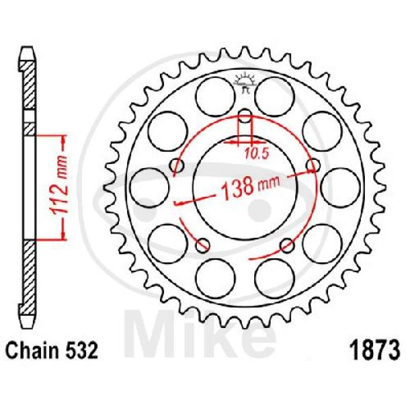 Kettenrad, 48Z, Teil.: 532, Innen Ø : 112, Lochkr.: 138