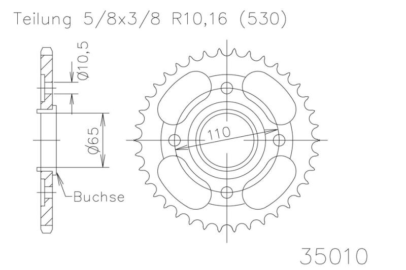 Kettenrad, 36 Zähne