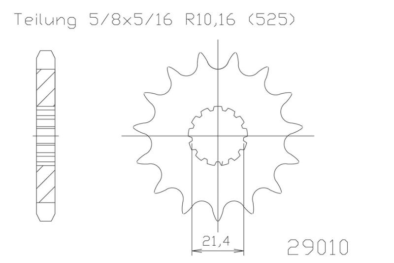 Kettenritzel, 16 Zähne