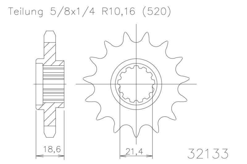 Kettenritzel, 14 Zähne