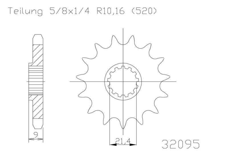 Kettenritzel, 12 Zähne