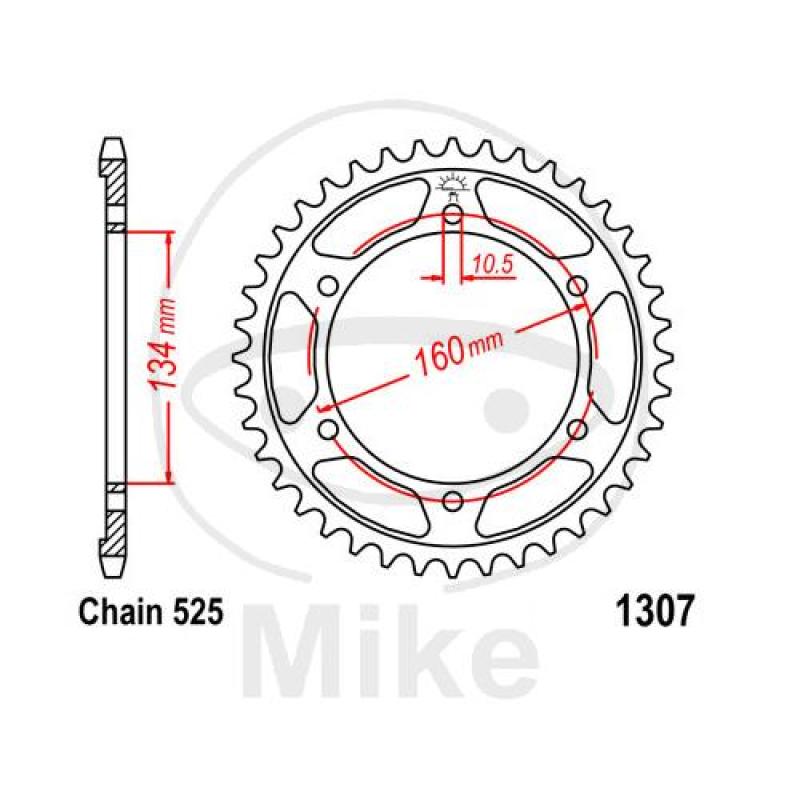 Kettenrad, 43Z, Teil.: 525, Innen Ø : 134, Lochkr.: 160