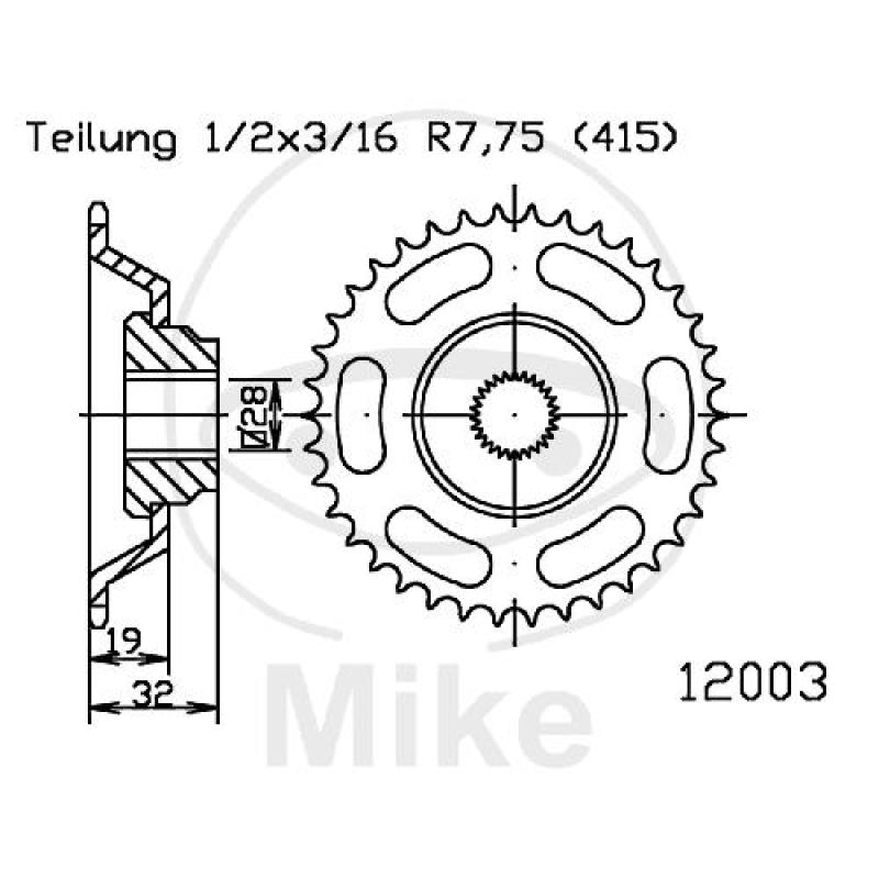 Kettenrad, 45Z, Teil.: 415, Innen Ø : 28