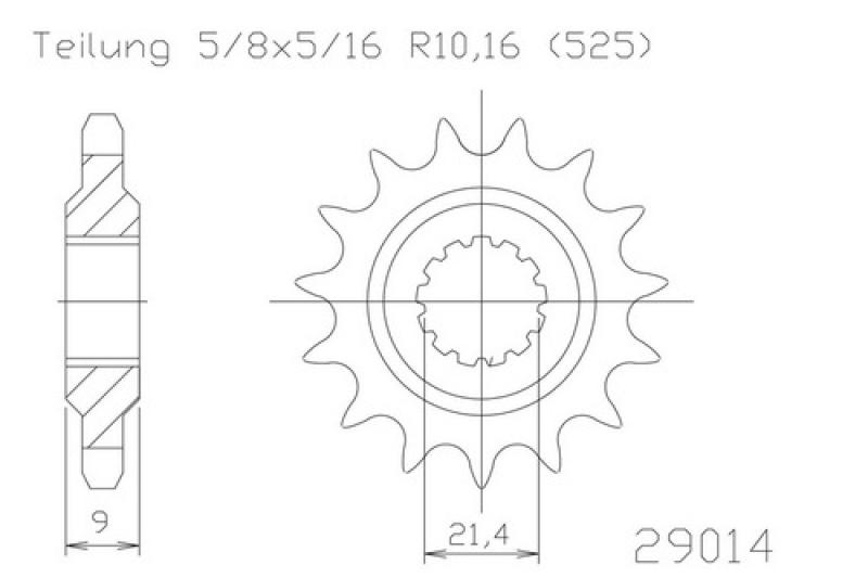 Kettenritzel, 15 Zähne