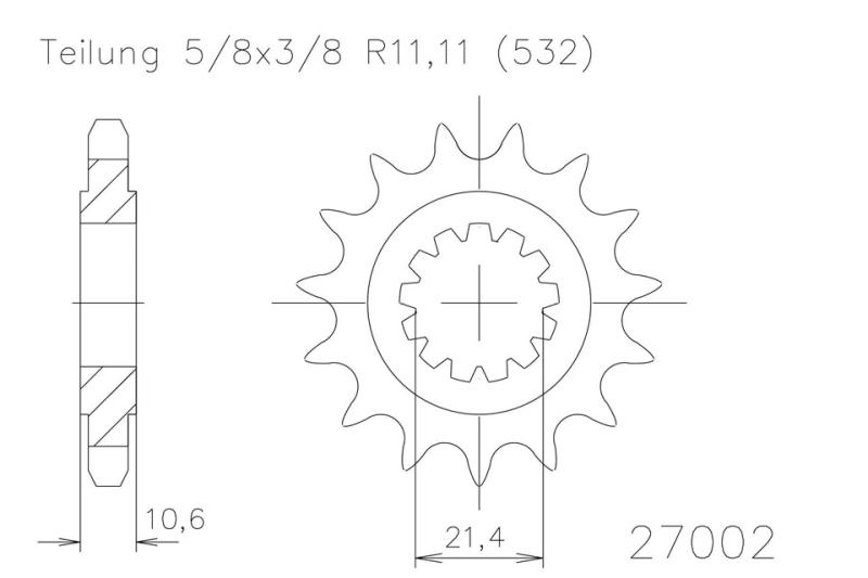 Kettenritzel, 15 Zähne