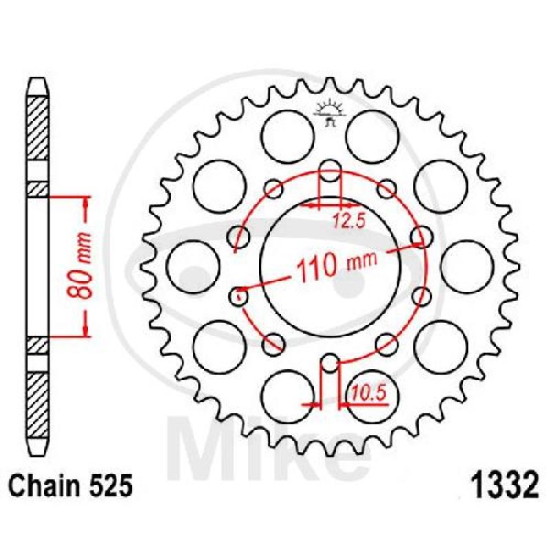 Kettenrad, 46Z, Teil.: 525, Innen Ø : 080, Lochkr.: 110