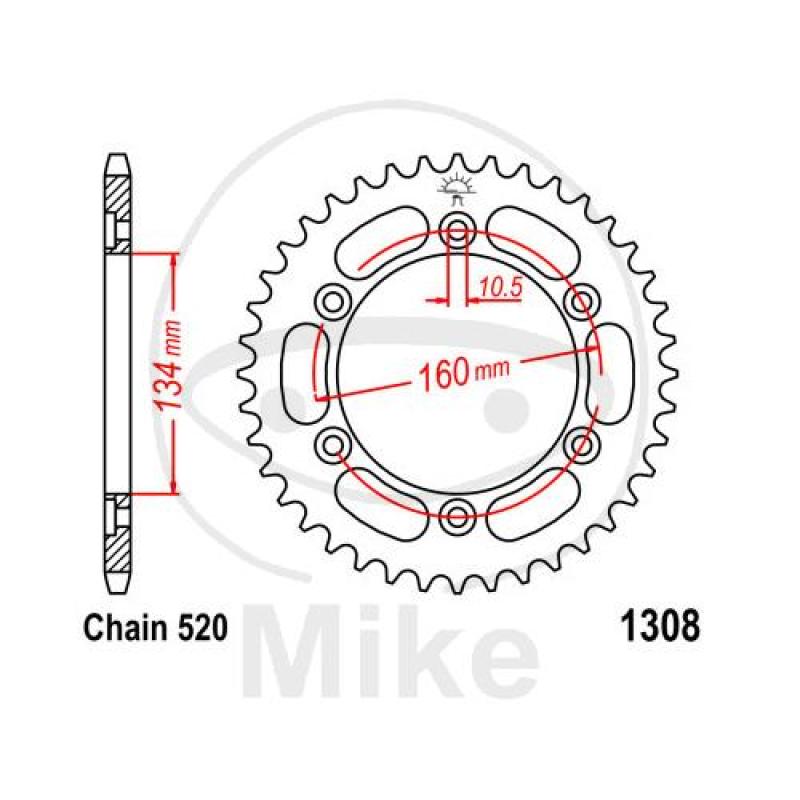 Kettenrad, 42Z, Teil.: 520, Innen Ø : 134, Lochkr.: 160