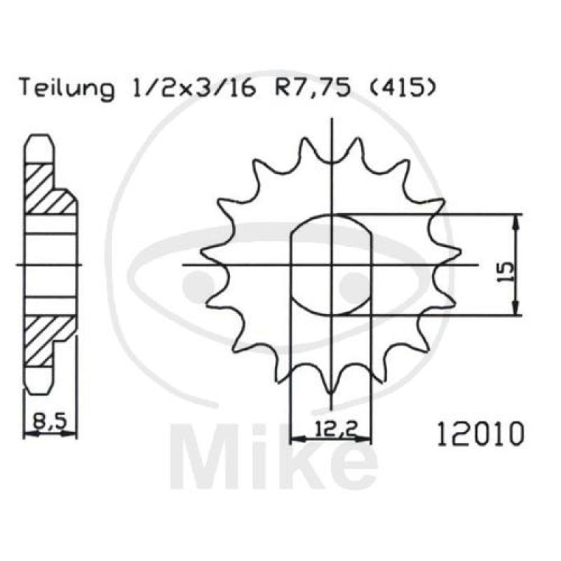 Ritzel, 11Z, Teil.: 415, Langloch 12.2/15