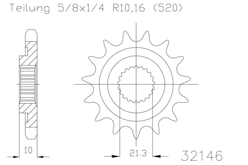 Kettenritzel, 12 Zähne