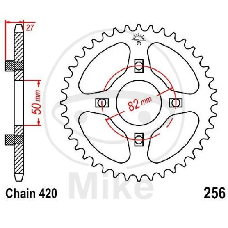 Kettenrad, 28Z, Teil.: 420, Innen Ø : 050, Lochkr.: 082