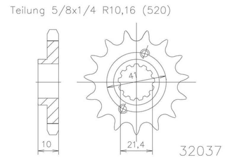 Kettenritzel, 14 Zähne