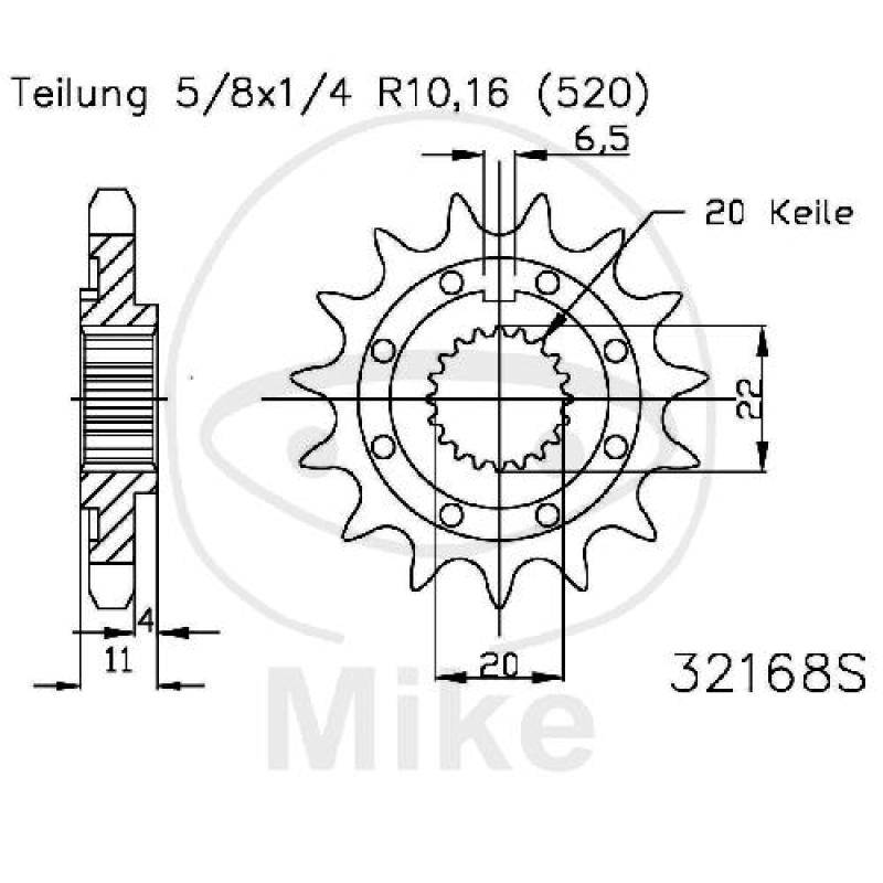 Racing-Ritzel, 13Z, Teil.: 520, feinverzahnt, Innen Ø : 20/22