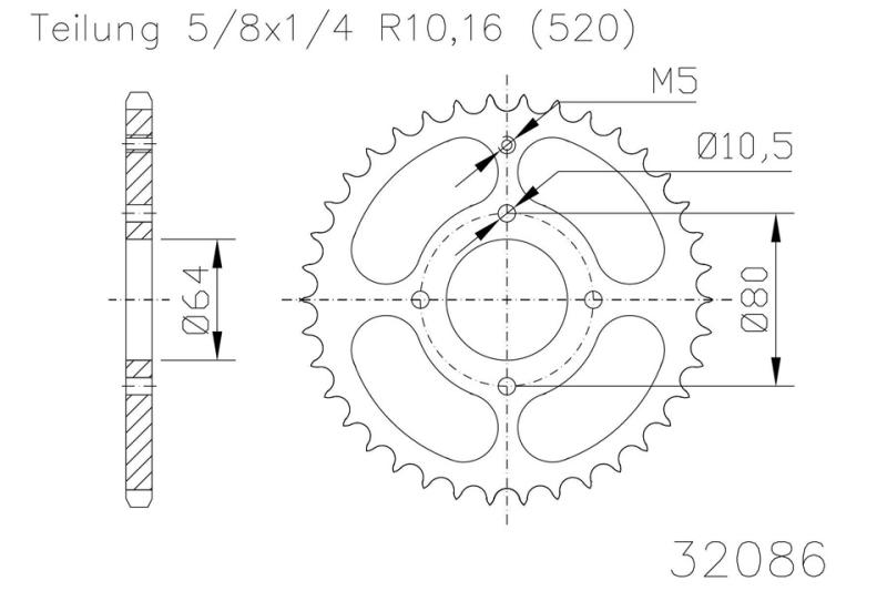 Kettenrad, 32 Zähne