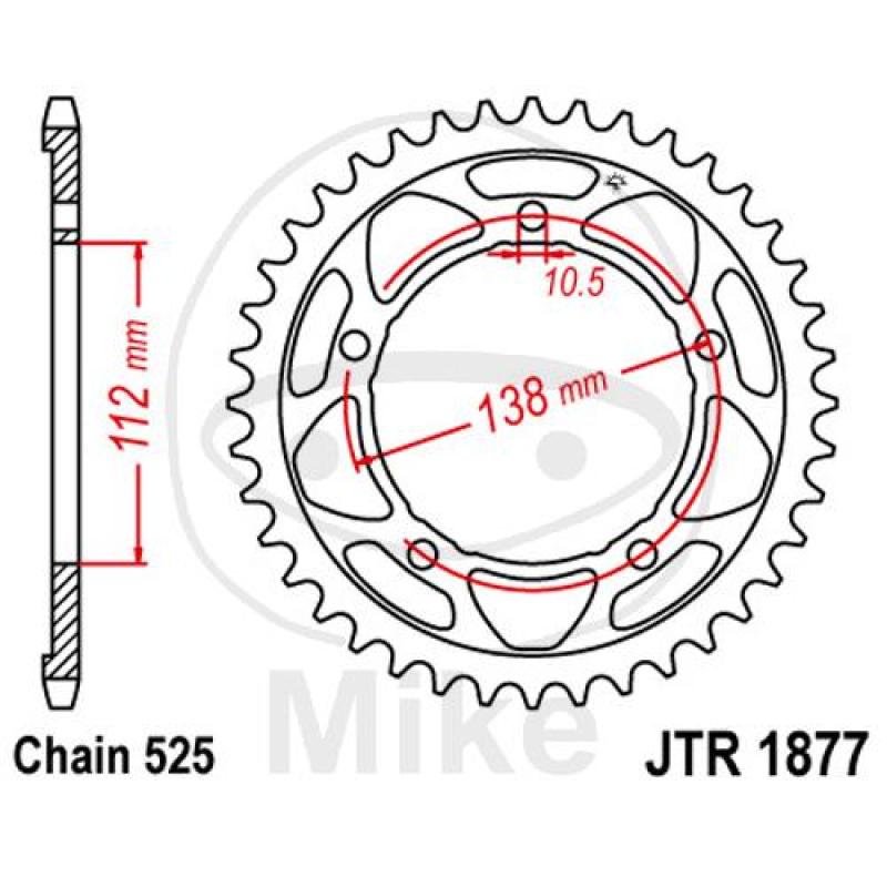 Kettenrad, 41Z, Teil.: 525, Innen Ø : 112, Lochkr.: 138