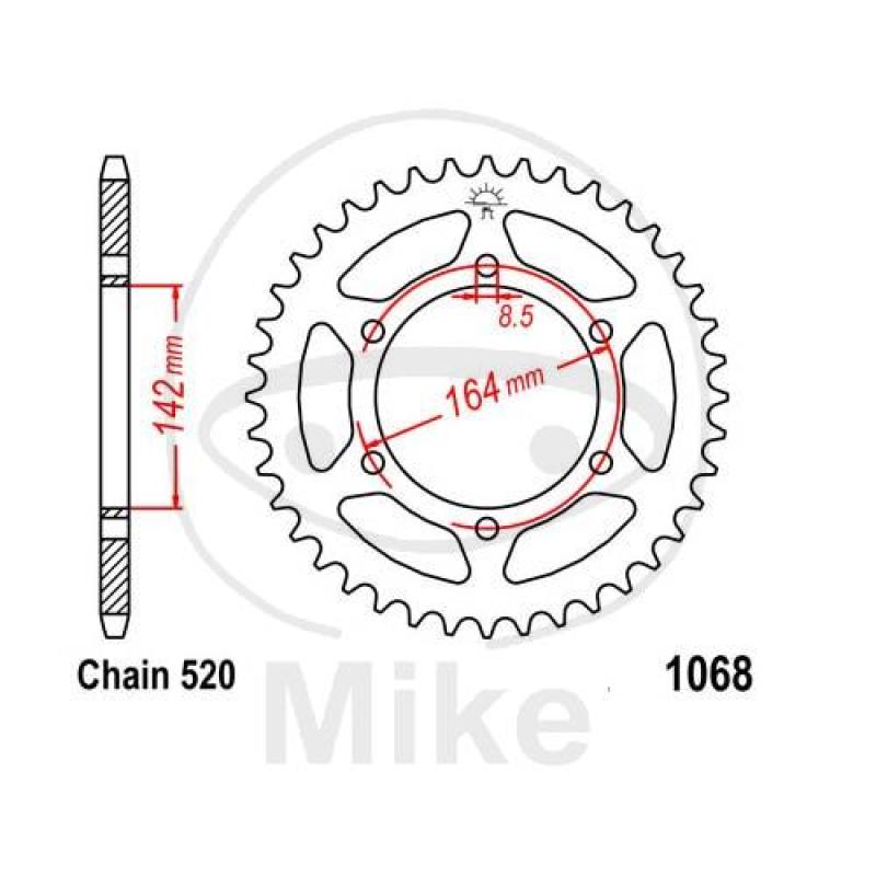 Kettenrad, 46Z, Teil.: 520, Innen Ø : 142, Lochkr.: 164