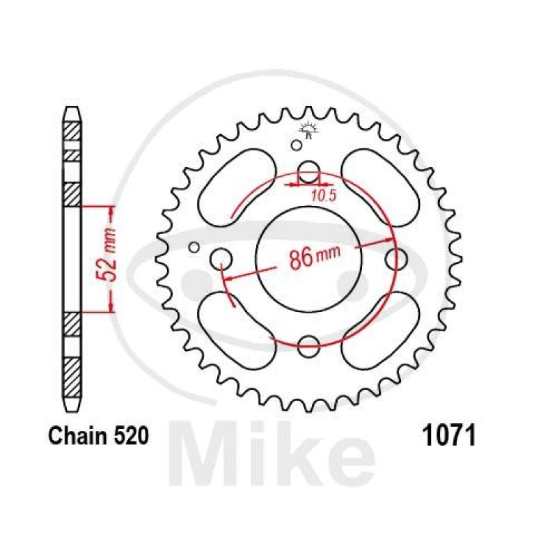 Kettenrad, 30Z, Teil.: 520, Innen Ø : 052, Lochkr.: 086