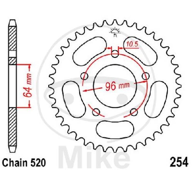 Kettenrad, 37Z, Teil.: 520, Innen Ø : 064, Lochkr.: 096